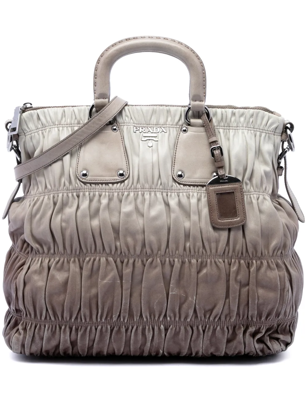 Prada Pre-Owned 2000-2026 Nappa Gaufre Ombre satchel - Toni neutri