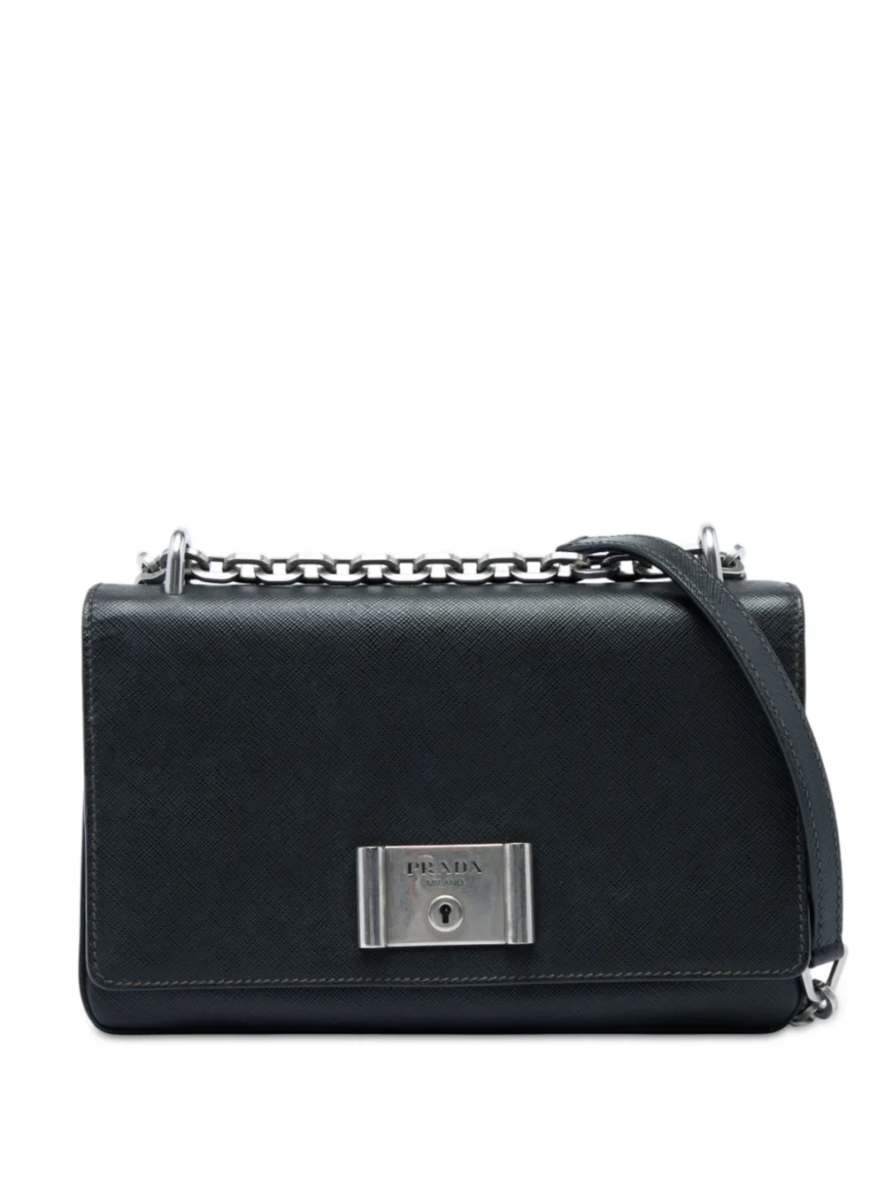 Prada Pre-Owned 2010-2026 Saffiano Lux Lock Chain Flap crossbody bag - Nero