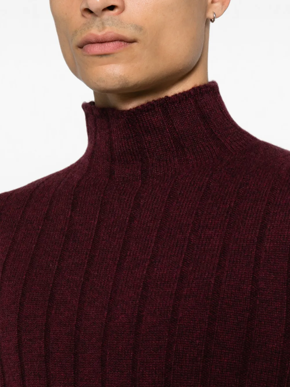 Brunello Cucinelli Ribgebreide trui met hoge hals Paars