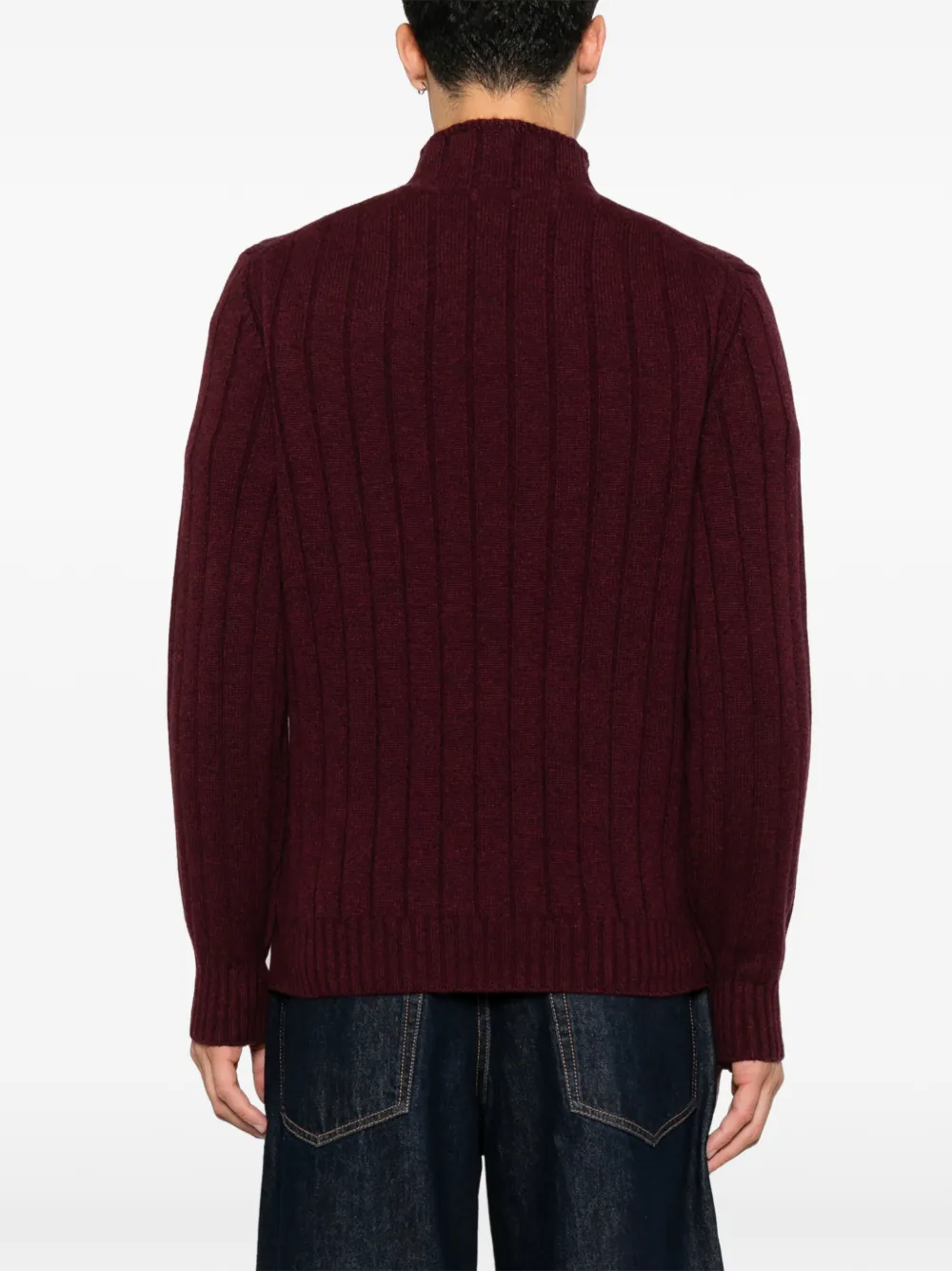 Brunello Cucinelli Ribgebreide trui met hoge hals Paars