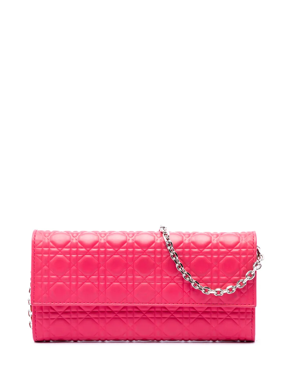 Christian Dior Pre-Owned 2014 Bicolor Lambskin Cannage Lady Dior Wallet on Chain shoulder bag - Pink