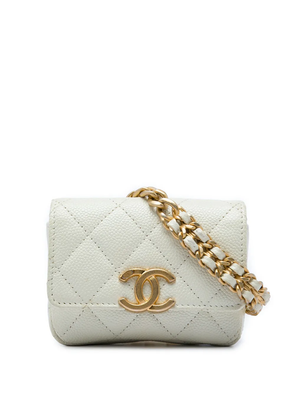 CHANEL Pre-Owned 2021 Quilted Caviar Melody Chain belt bag - Bianco