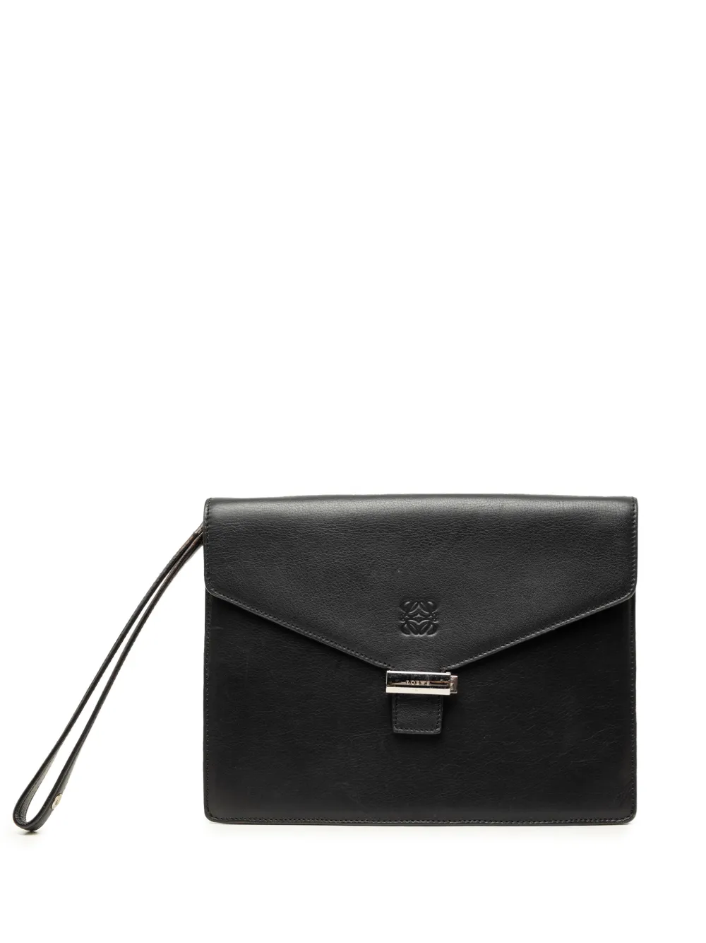 Loewe Pre-Owned 1990-2020 Leather Anagram Envelope Wristlet clutch bag - Schwarz