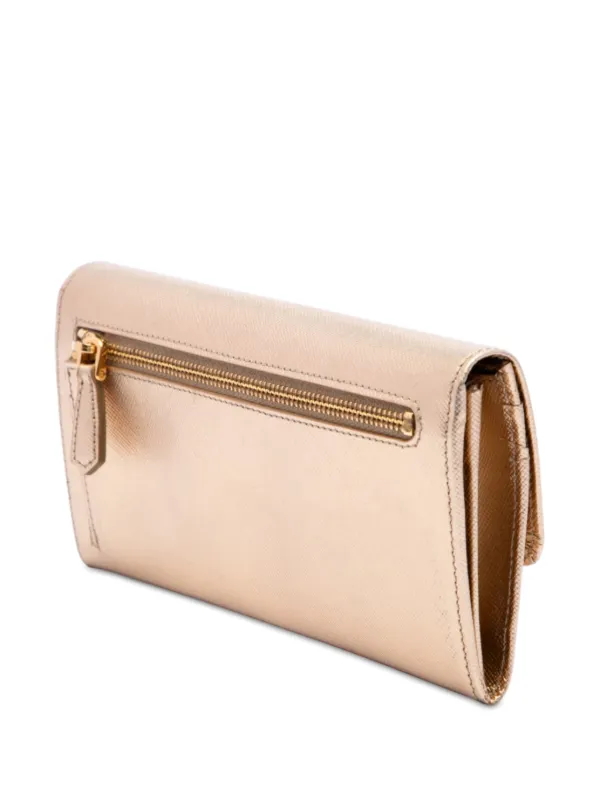 プラダ　サフィアーノ　長財布　ゴールド Prada Pre-Owned 2010-2020 サフィアーノ ルクス クリスタル