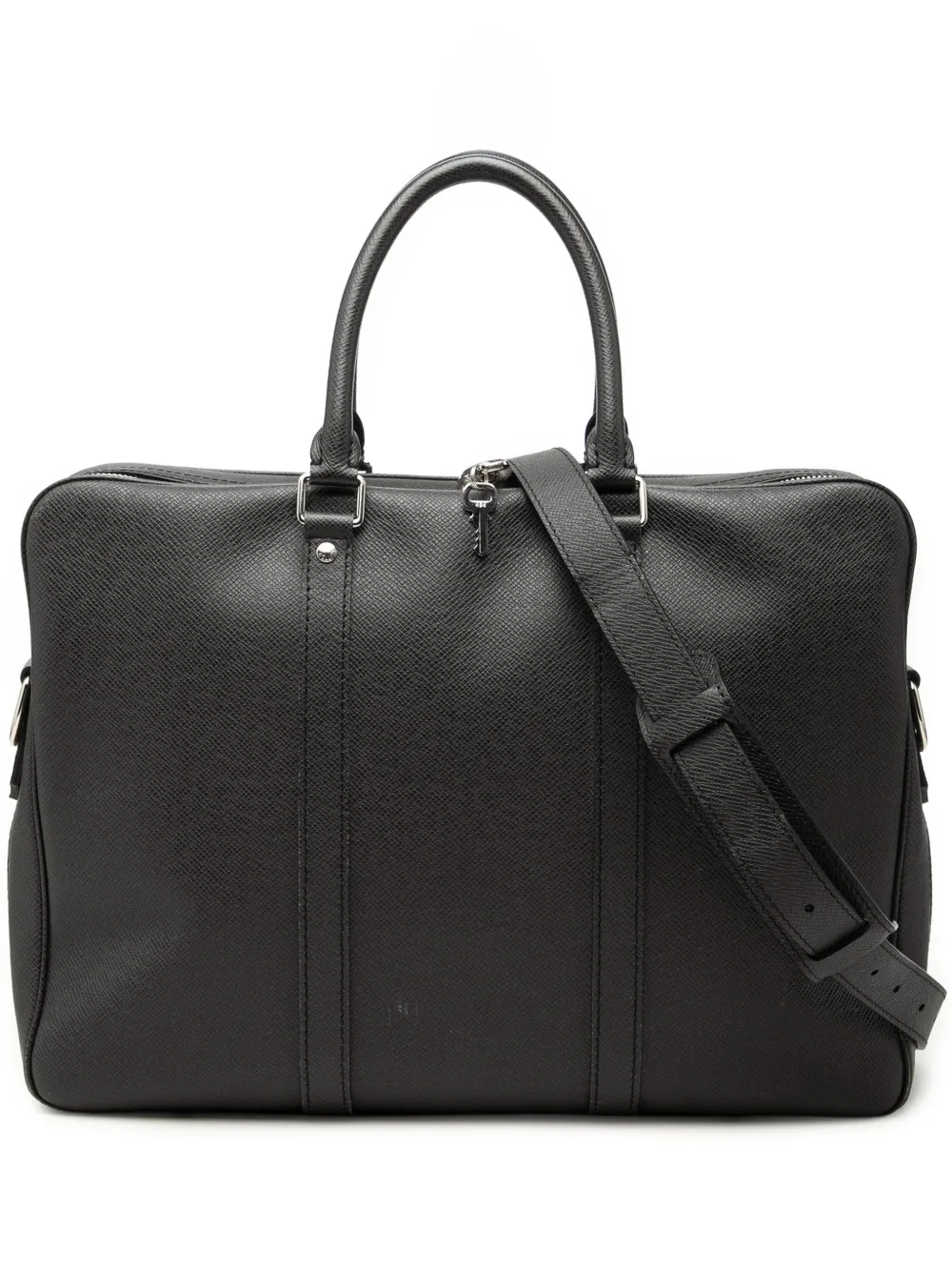 Louis Vuitton Pre-Owned Borsa tote Porte Documents Voyage PM in pelle Taïga 2016 - Nero