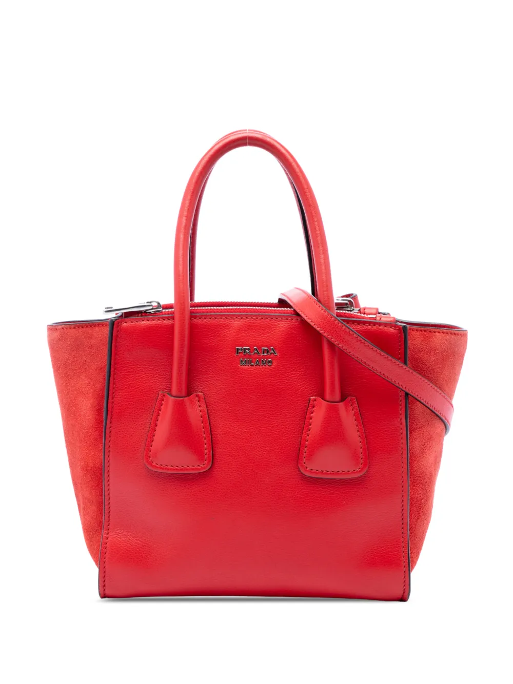 Prada Pre-Owned 2013-2026 Small Glace Calf Twin Pocket satchel - Rosso