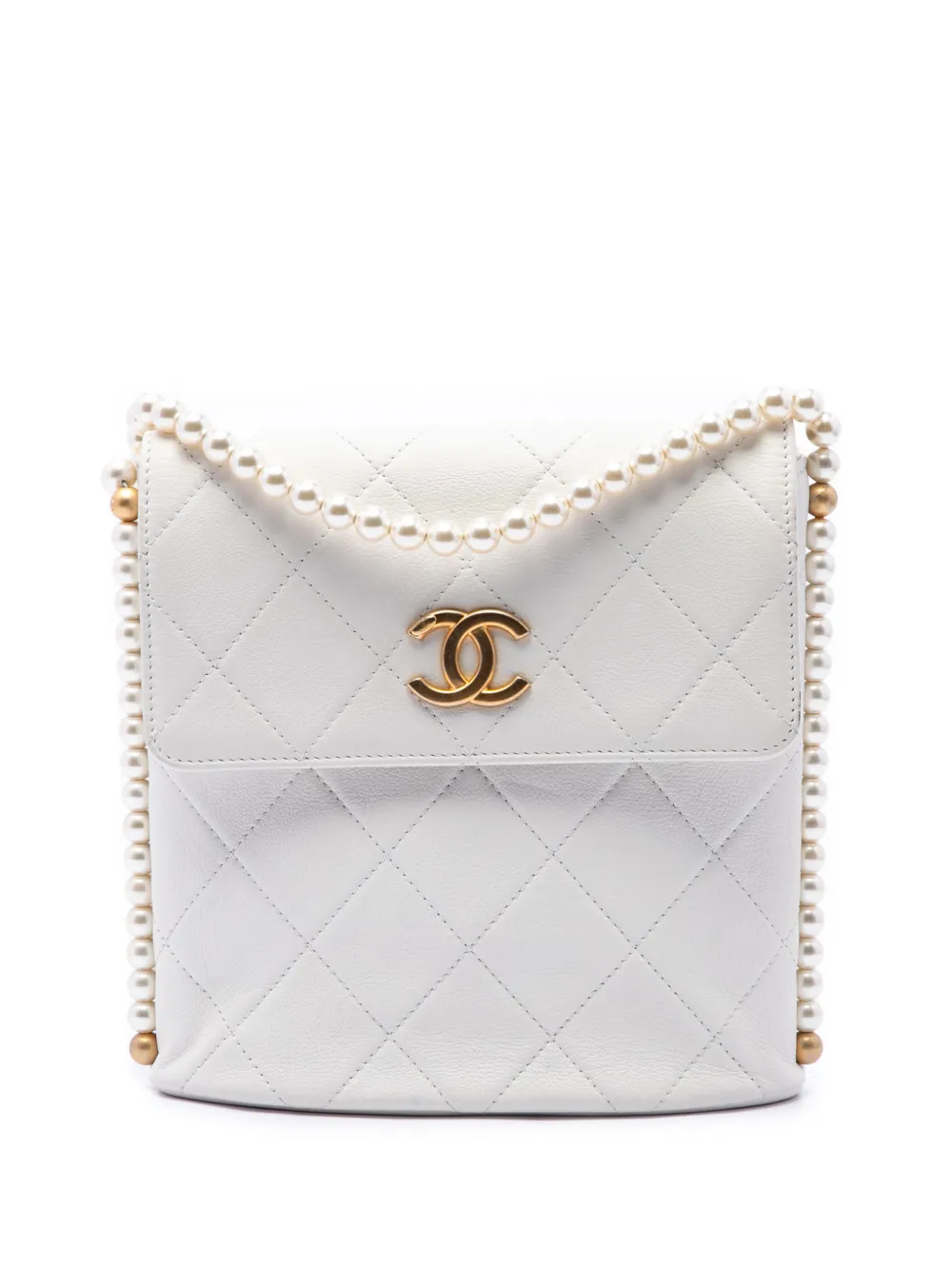 CHANEL Pre-Owned 2021 Small Quilted Calfskin About Pearls Hobo crossbody bag - Bianco