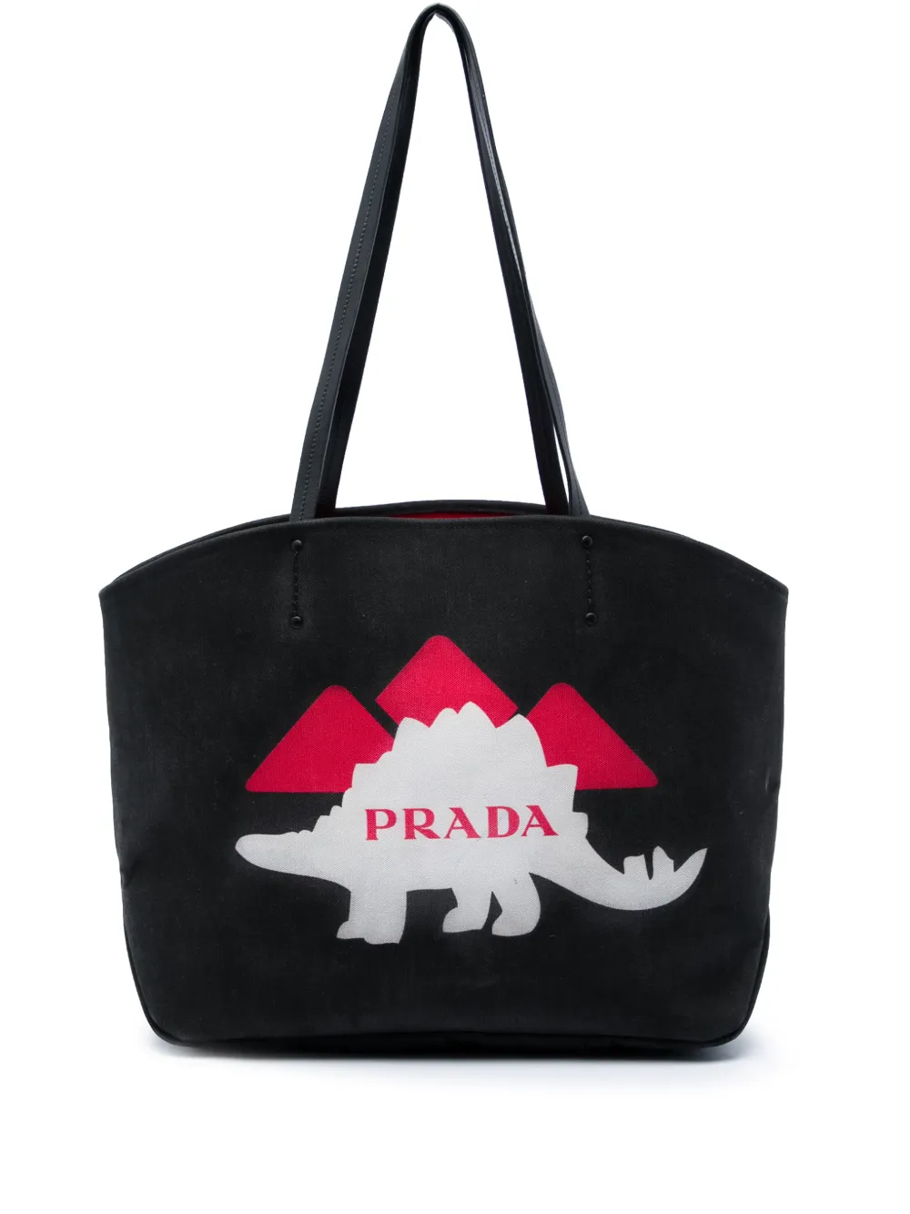 Prada Pre-Owned 2010-2026 Canvas Dinosaur Print Canapa tote bag - Nero