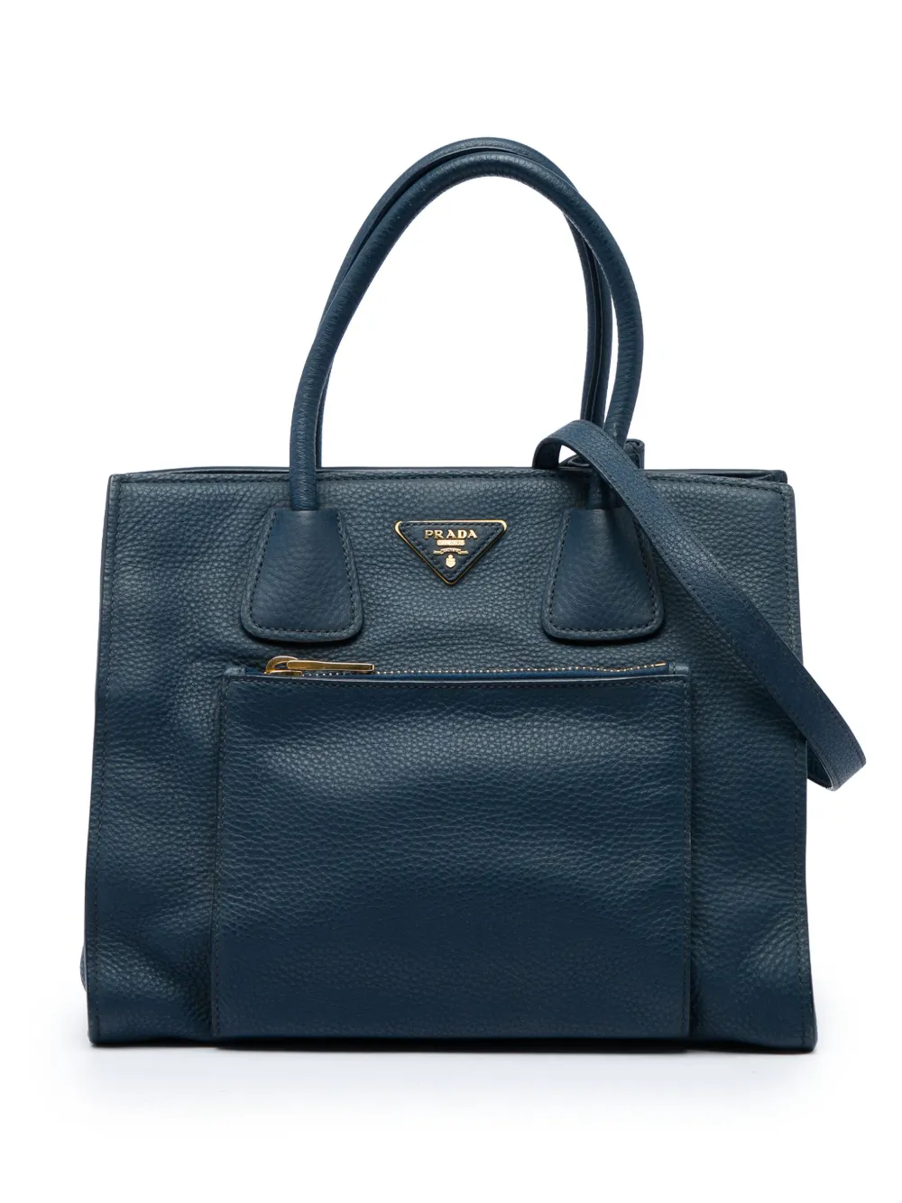 Prada Pre-Owned 2010-2026 Vitello Daino Front Pocket Open Convertible Tote satchel - Blu