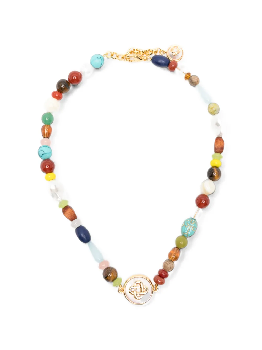 Casablanca logo-pendant beaded necklace - Oro