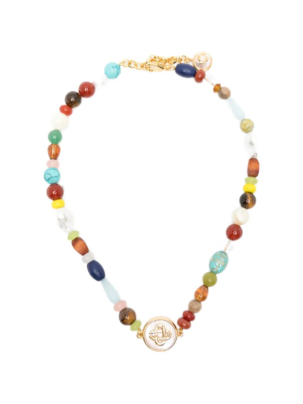 Casablanca logo-pendant beaded necklace - Oro
