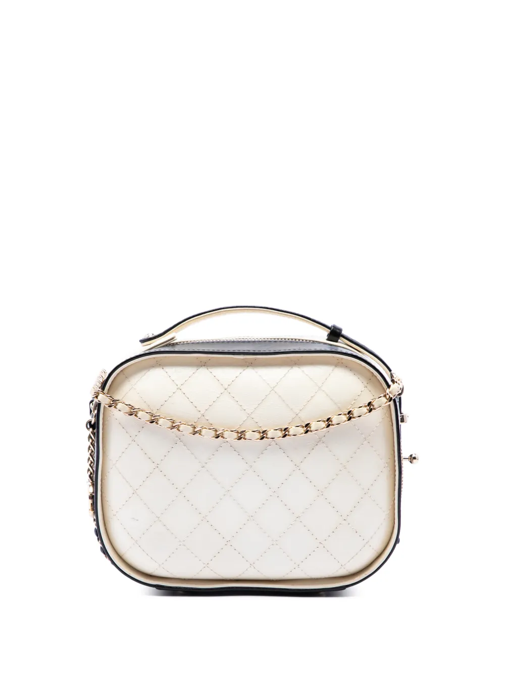 CHANEL Pre-Owned 2018-2019 Small CC Quilted Crumpled Calfskin Vanity Case satchel - Bianco