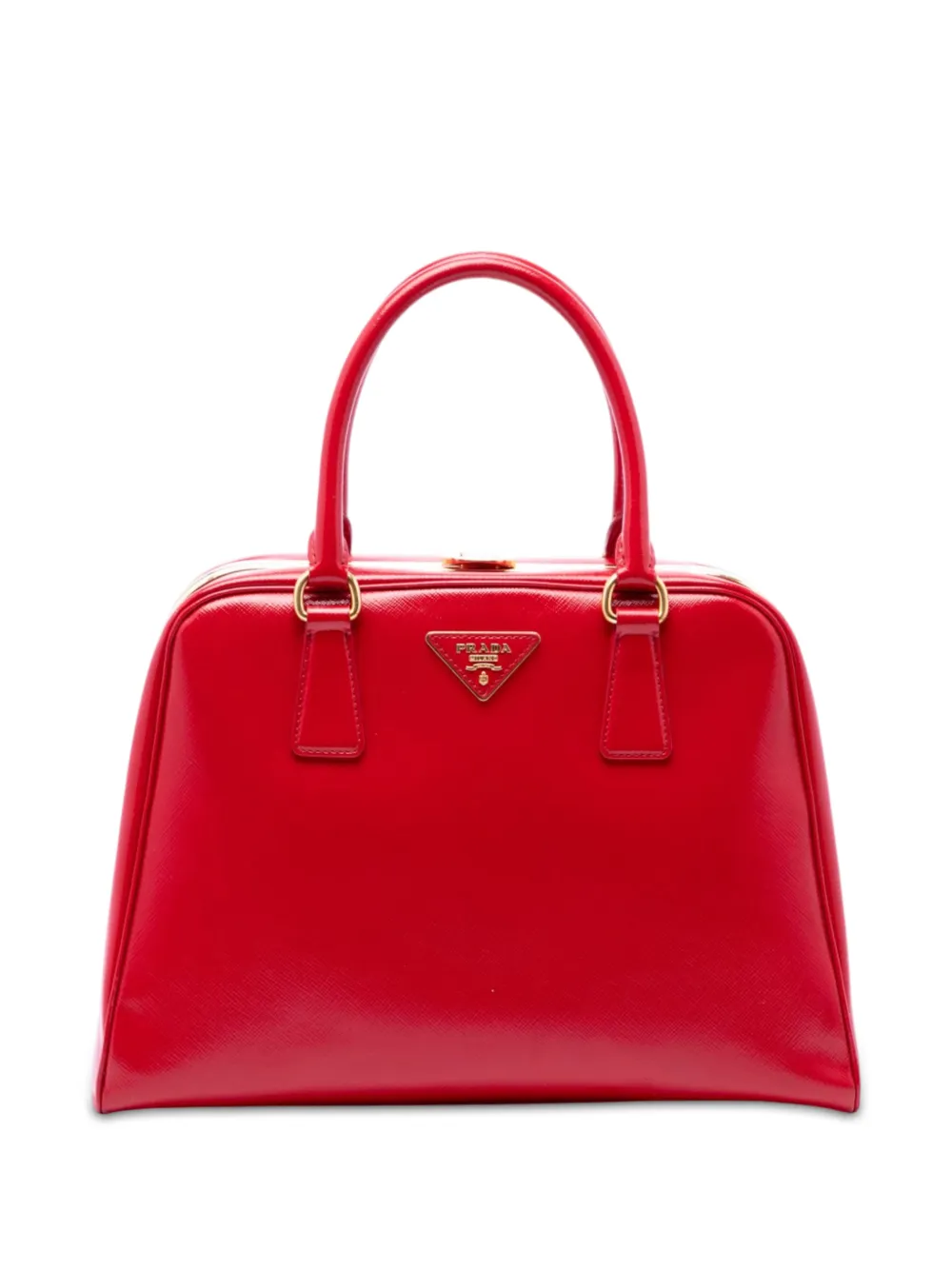 Prada Pre-Owned Borsa a mano Saffiano Vernice Pyramid Frame 2010-2026 - Rosso