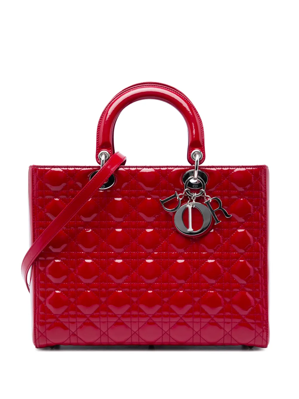 Christian Dior Pre-Owned 2012 Large Patent Cannage Lady Dior satchel - Rot