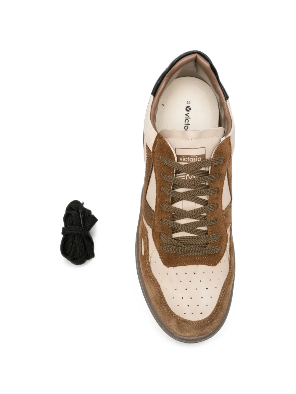 Victoria panelled leather sneakers Beige