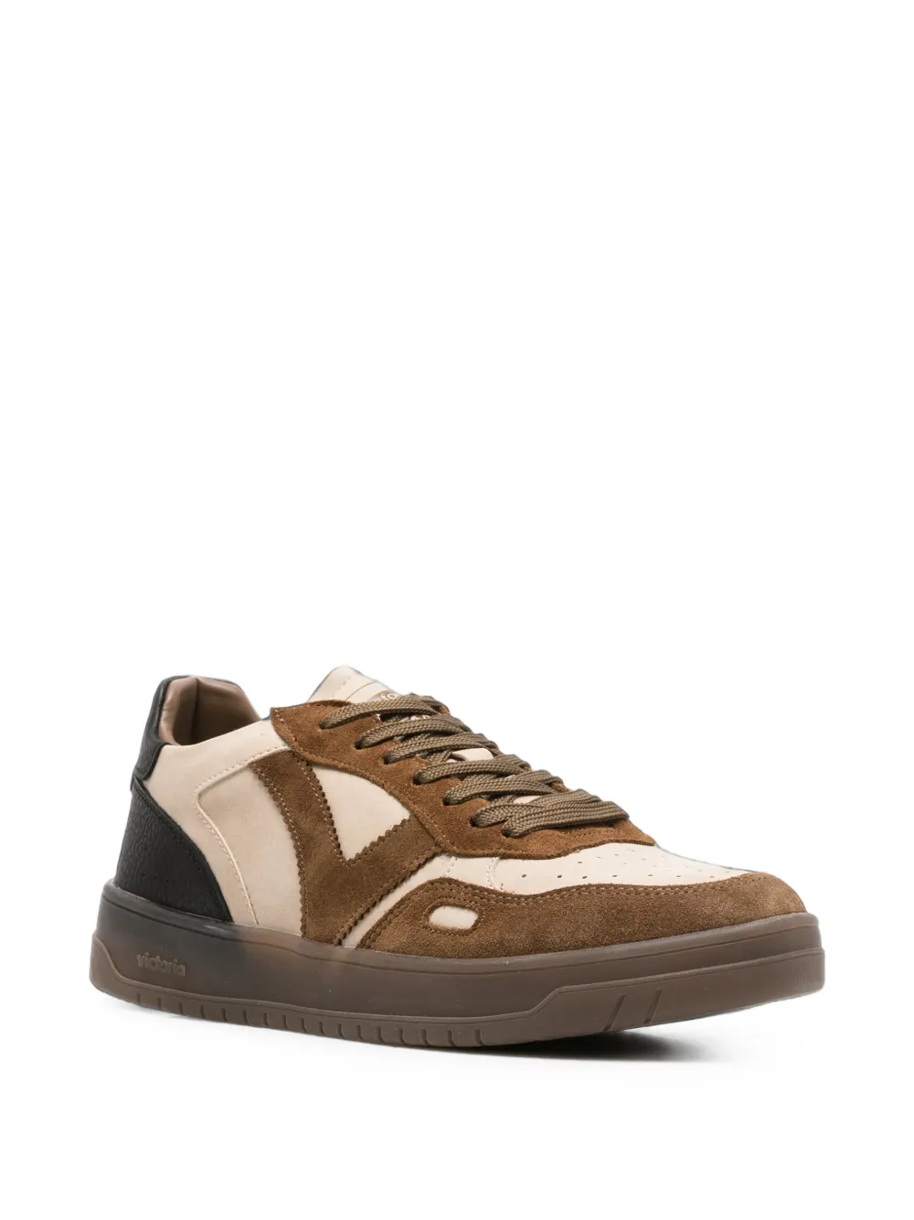 Victoria panelled leather sneakers Beige