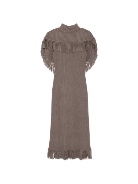 SIMKHAI vestido tejido de canalé con ribete de flecos
