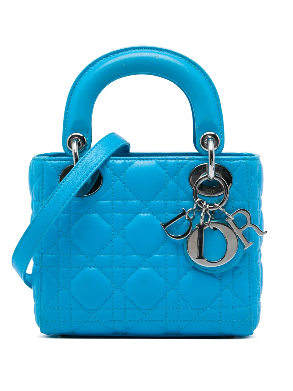 Christian Dior Pre-Owned 2014 Mini Lambskin Cannage Lady Dior satchel - Blau