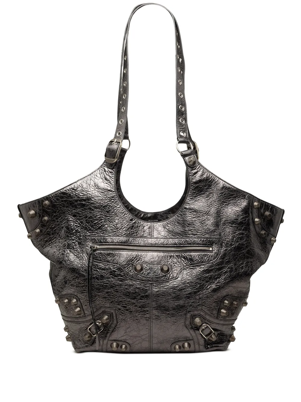 Balenciaga Pre-Owned 2010 Medium Metallic Crinkled Lambskin Le Cagole Carry All tote bag - Grigio