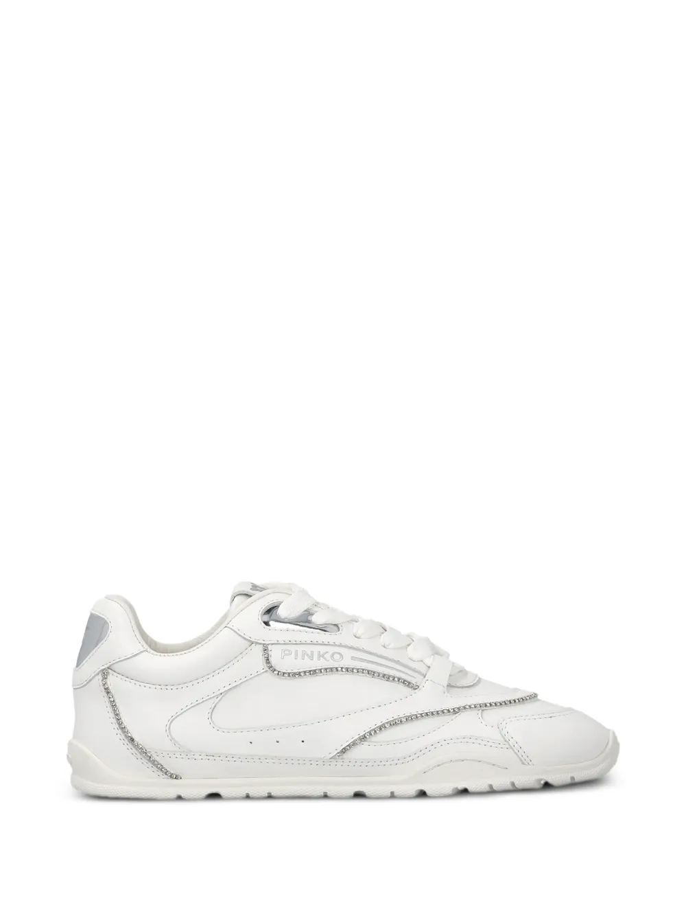 PINKO crystal-embellished leather sneakers - Bianco