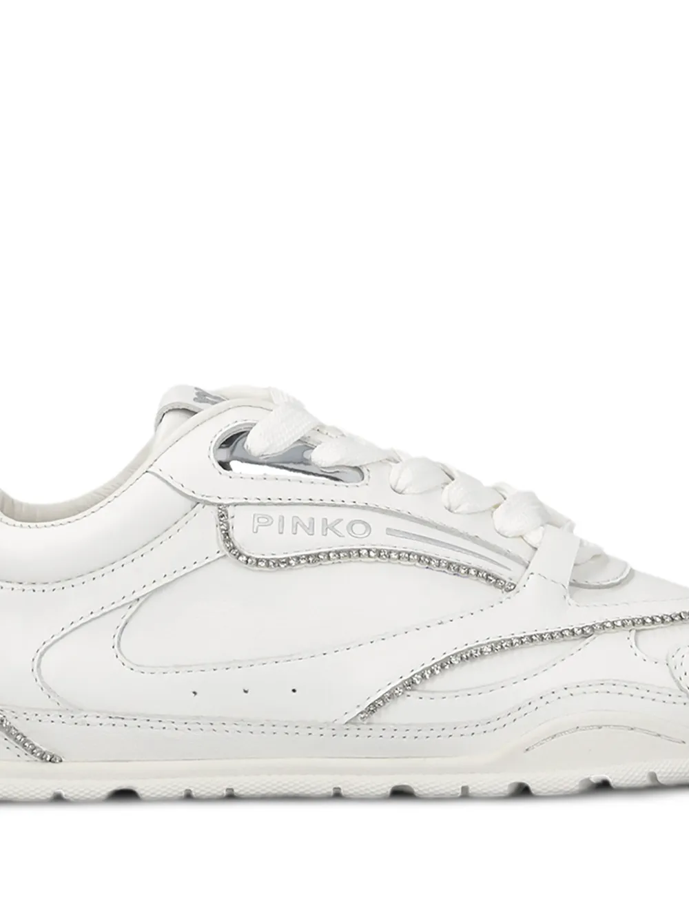 PINKO crystal-embellished leather sneakers Wit