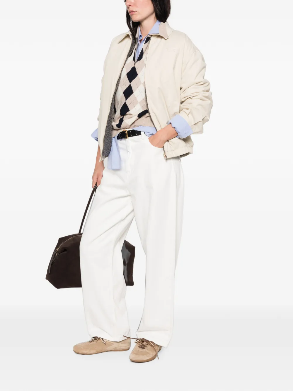 Miu Jack met geborduurd logo en rits Beige