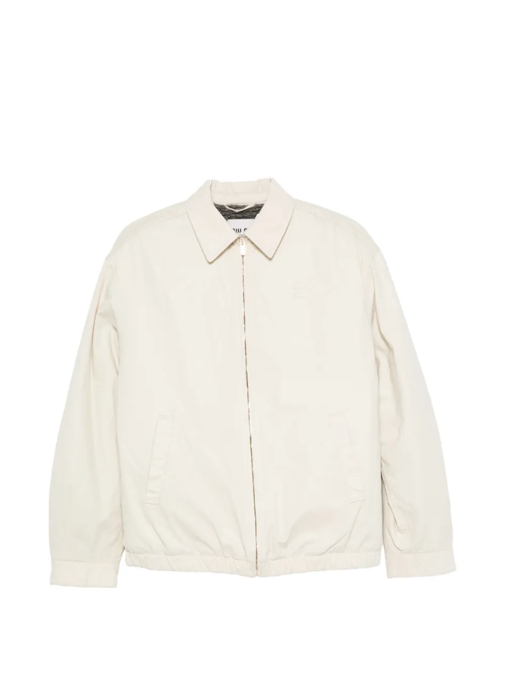 Miu Miu logo-embroidered zip-up jacket - Toni neutri