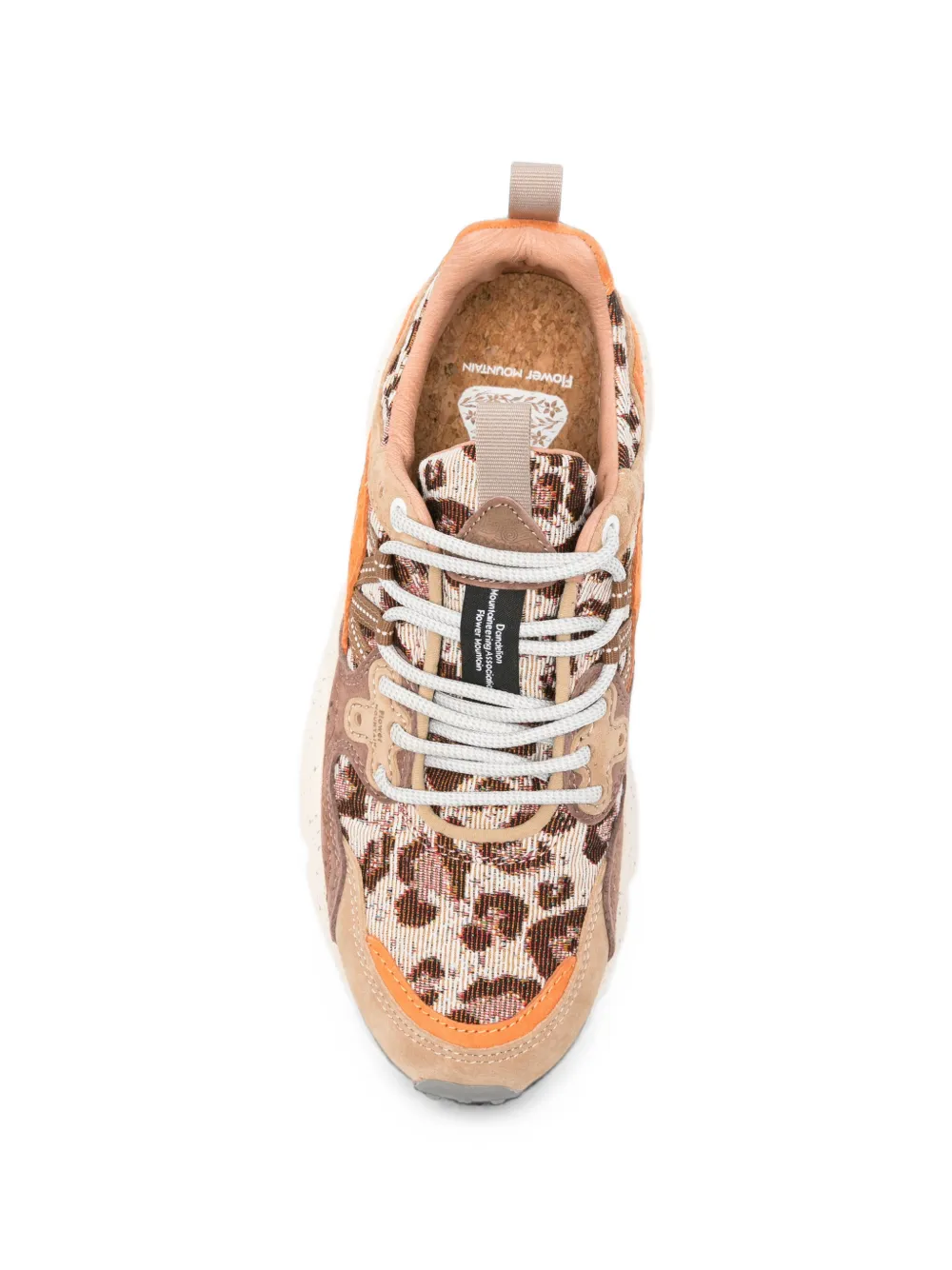 FLOWER MOUNTAIN Yamano 3 leopard-print panelled sneakers Oranje