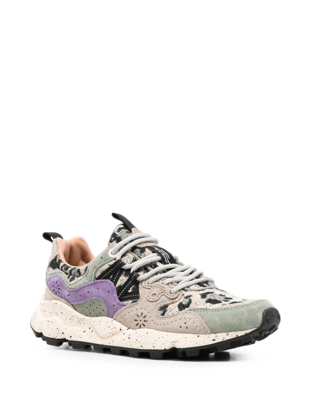 FLOWER MOUNTAIN Yamano 3 leopard-print panelled sneakers Beige