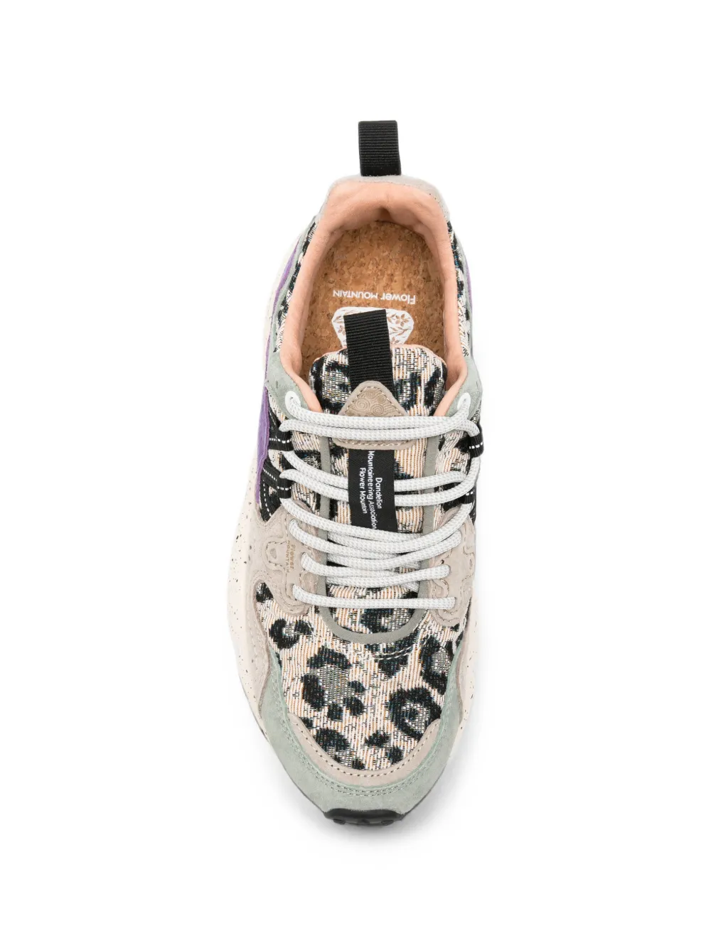 FLOWER MOUNTAIN Yamano 3 leopard-print panelled sneakers Beige