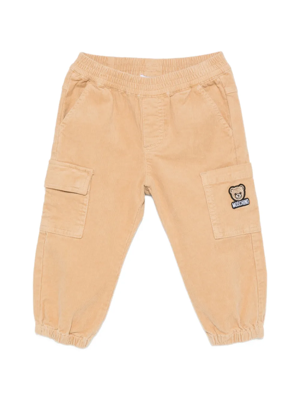 Moschino Kids Teddy Bear patch corduroy cargo pants - Toni neutri