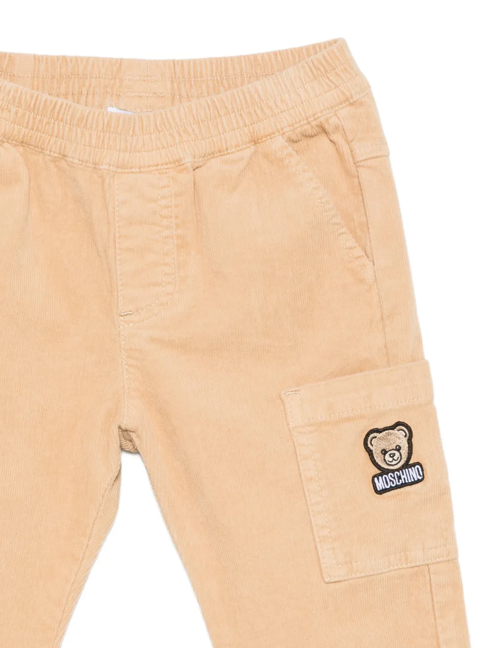 Moschino Kids Ribfluwelen cargo broek met teddybeer-patch Beige