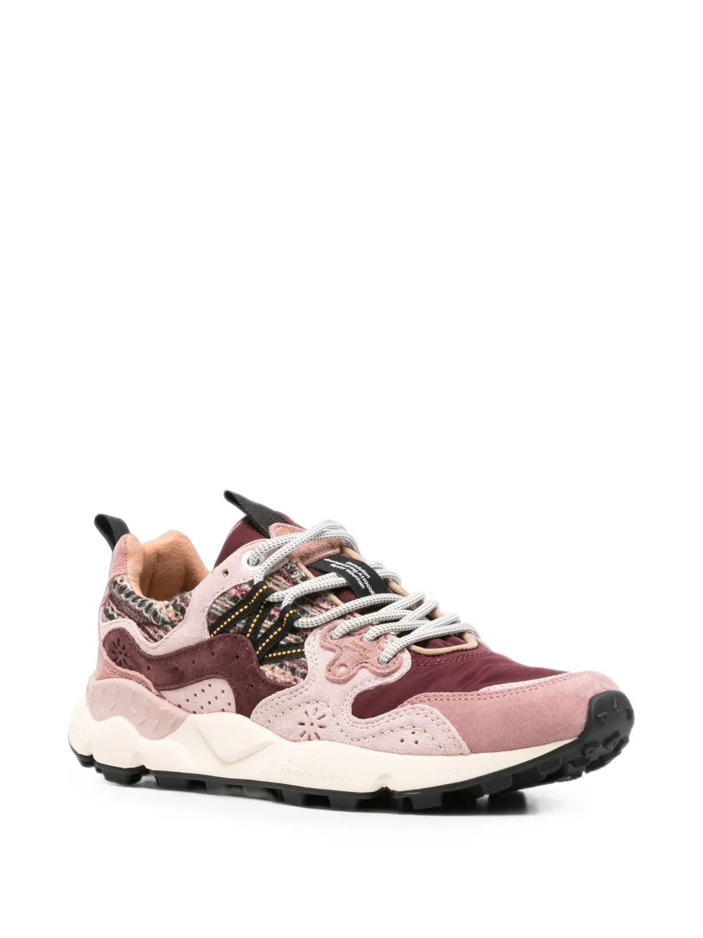 FLOWER MOUNTAIN Yamano 3 panelled leather sneakers Roze