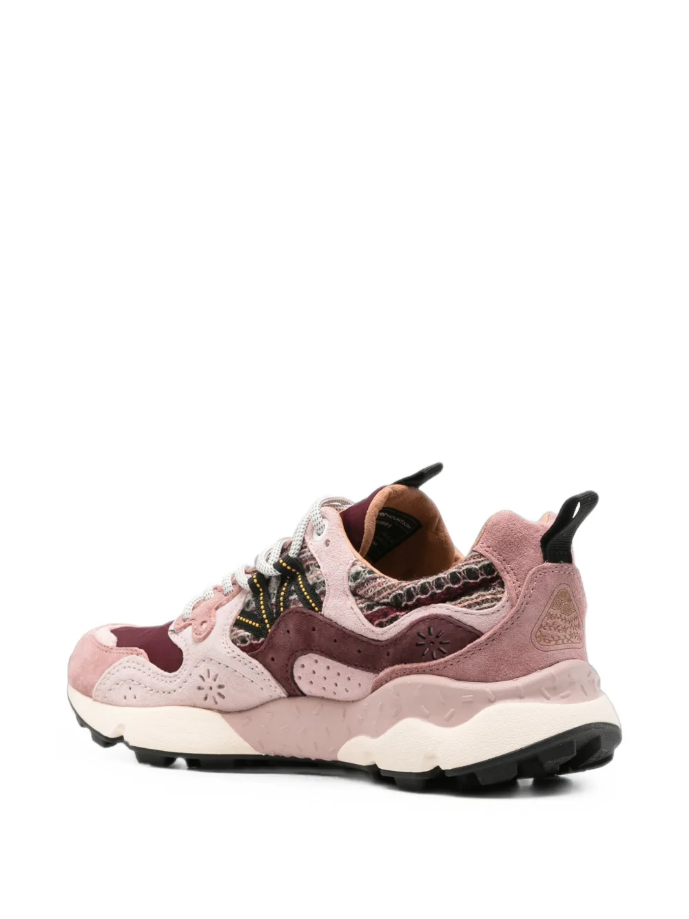 FLOWER MOUNTAIN Yamano 3 panelled leather sneakers Roze