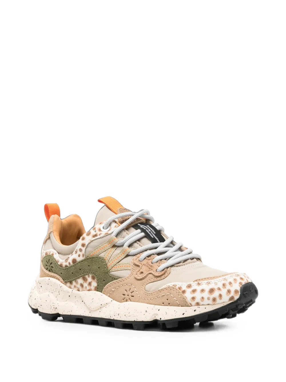 FLOWER MOUNTAIN Yamano 3 leopard-print panelled sneakers Beige