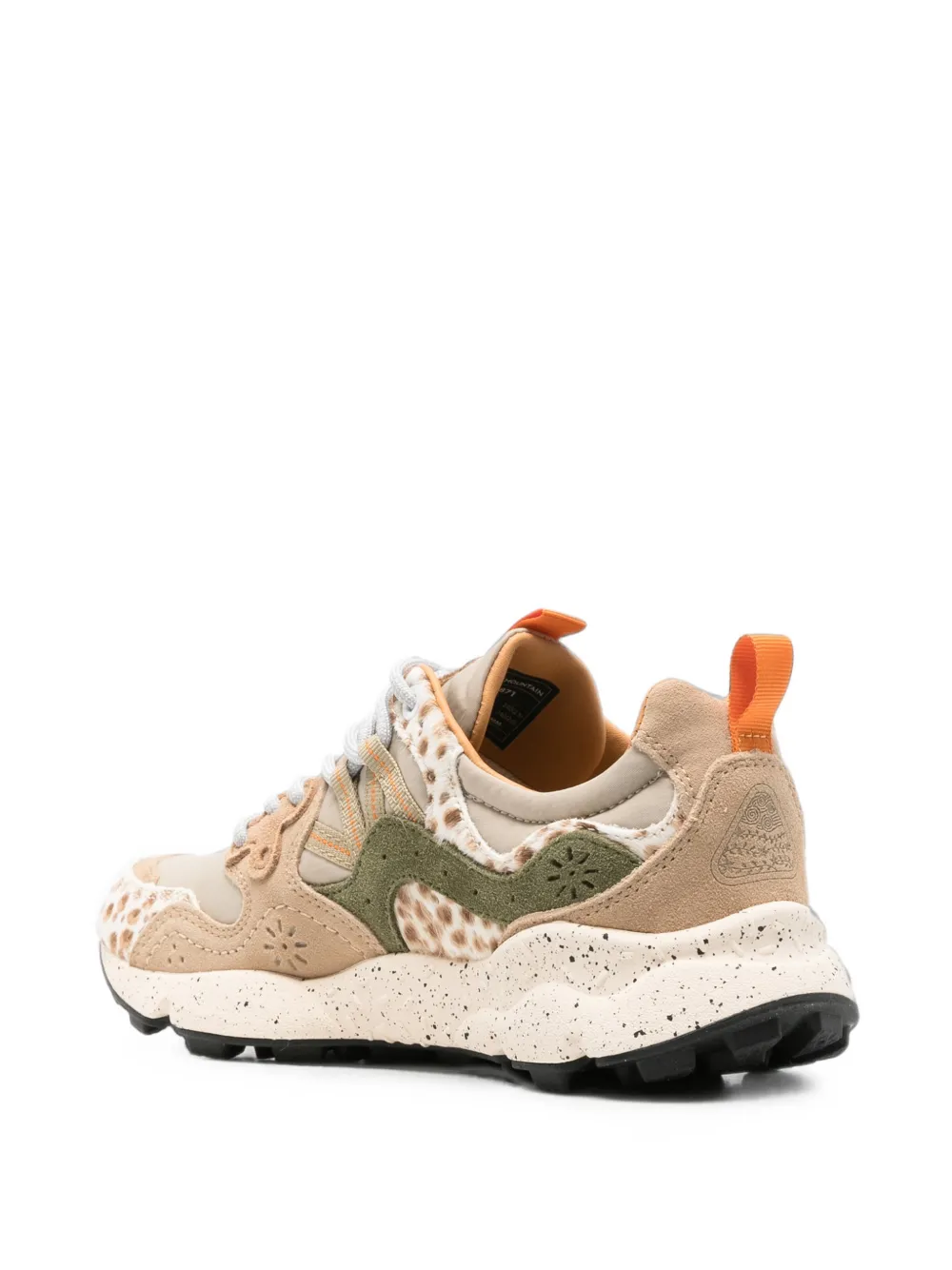 FLOWER MOUNTAIN Yamano 3 leopard-print panelled sneakers Beige