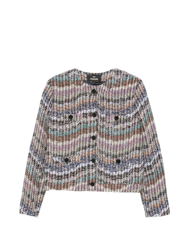 Missoni Zigzag Knit Jacket in Neutrals