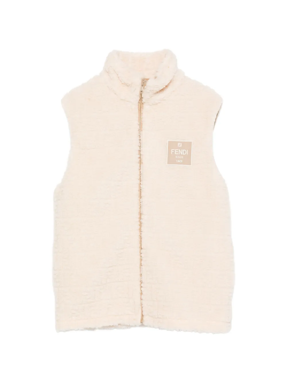 Fendi Kids Orsetto Weste mit Logo-Patch - Nude