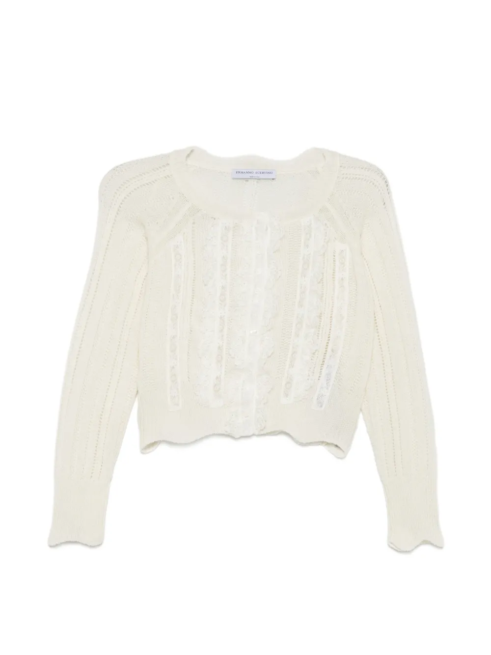 Ermanno Scervino lace-panelled pointelle-knit cardigan