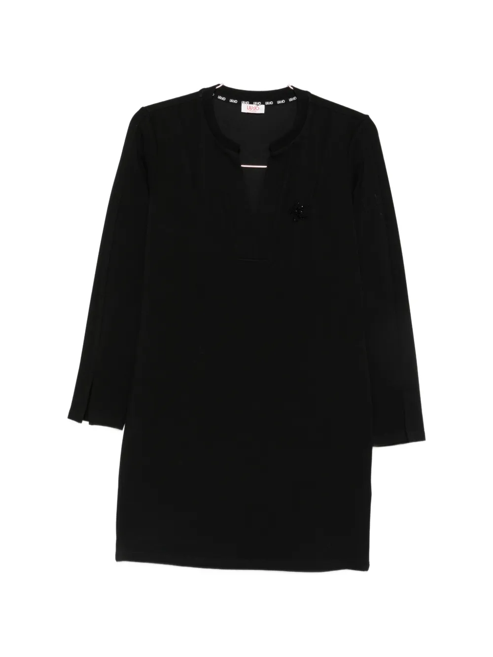 LIU JO beaded-logo slit-cuff mini dress - Nero