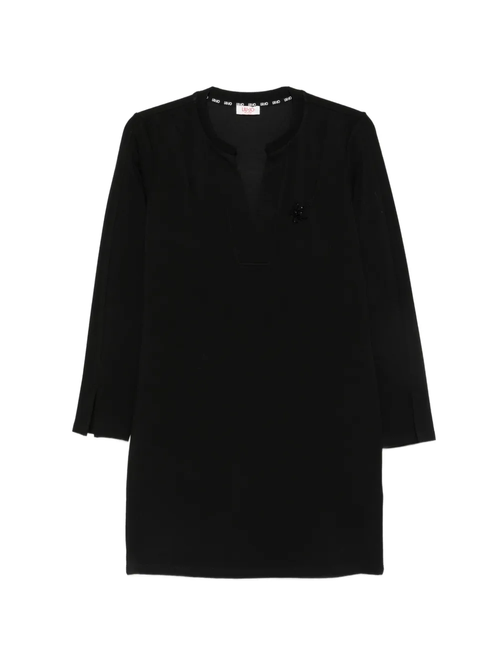 LIU JO beaded-logo slit-cuff mini dress - Nero