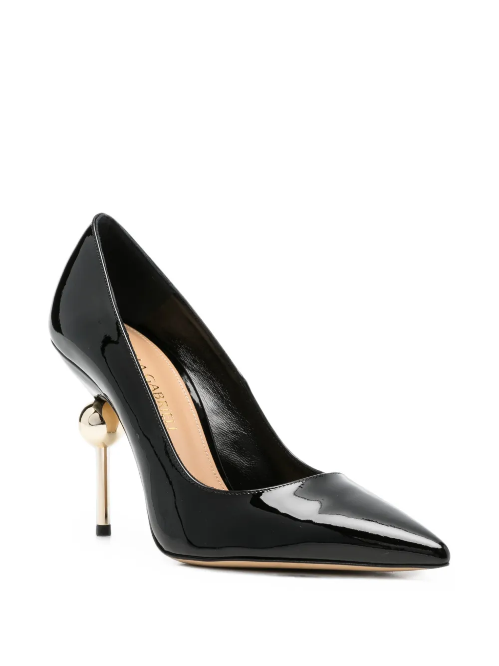 Camilla Gabrieli Sofia 105 patent leather pumps Zwart
