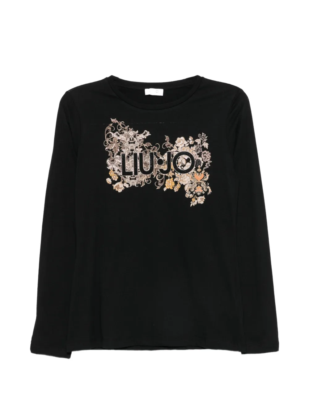LIU JO logo-print rhinestone-embellished T-shirt - Nero