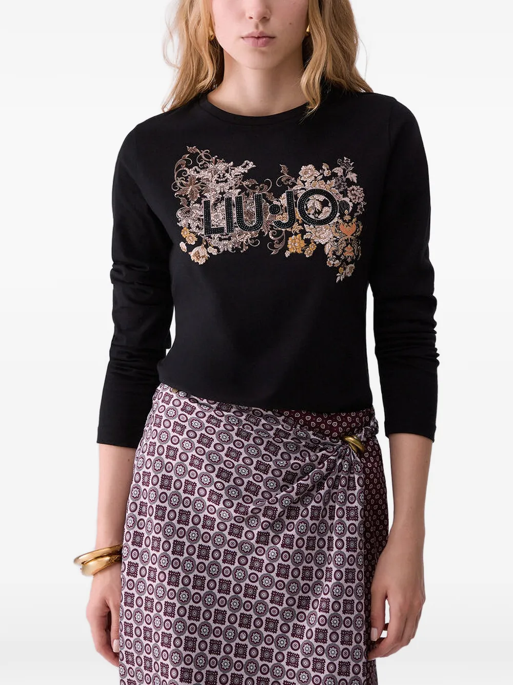 LIU JO T-shirt verfraaid met stras Zwart