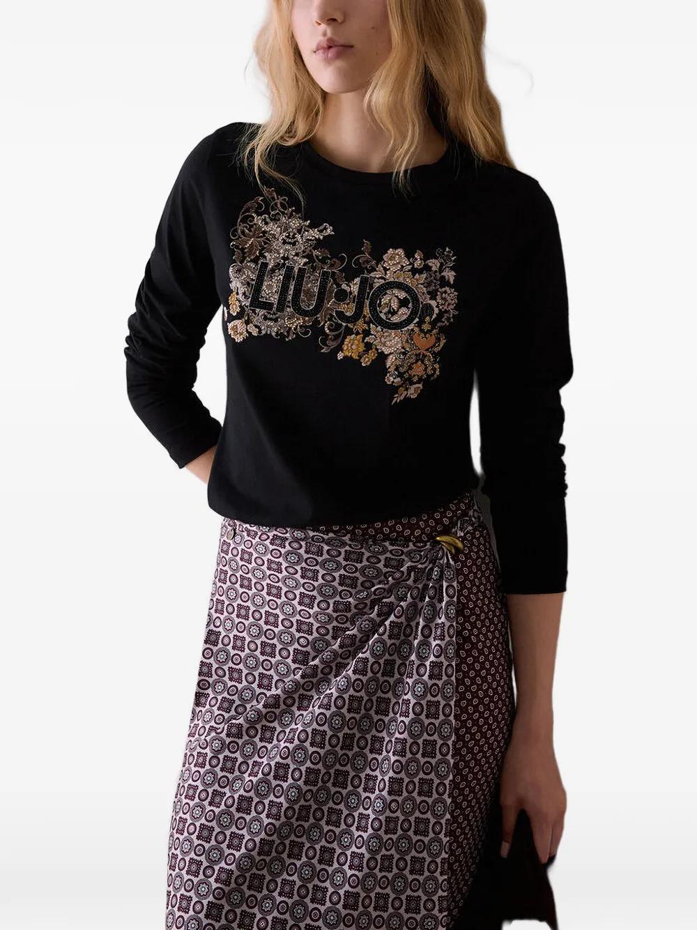 LIU JO T-shirt verfraaid met stras Zwart