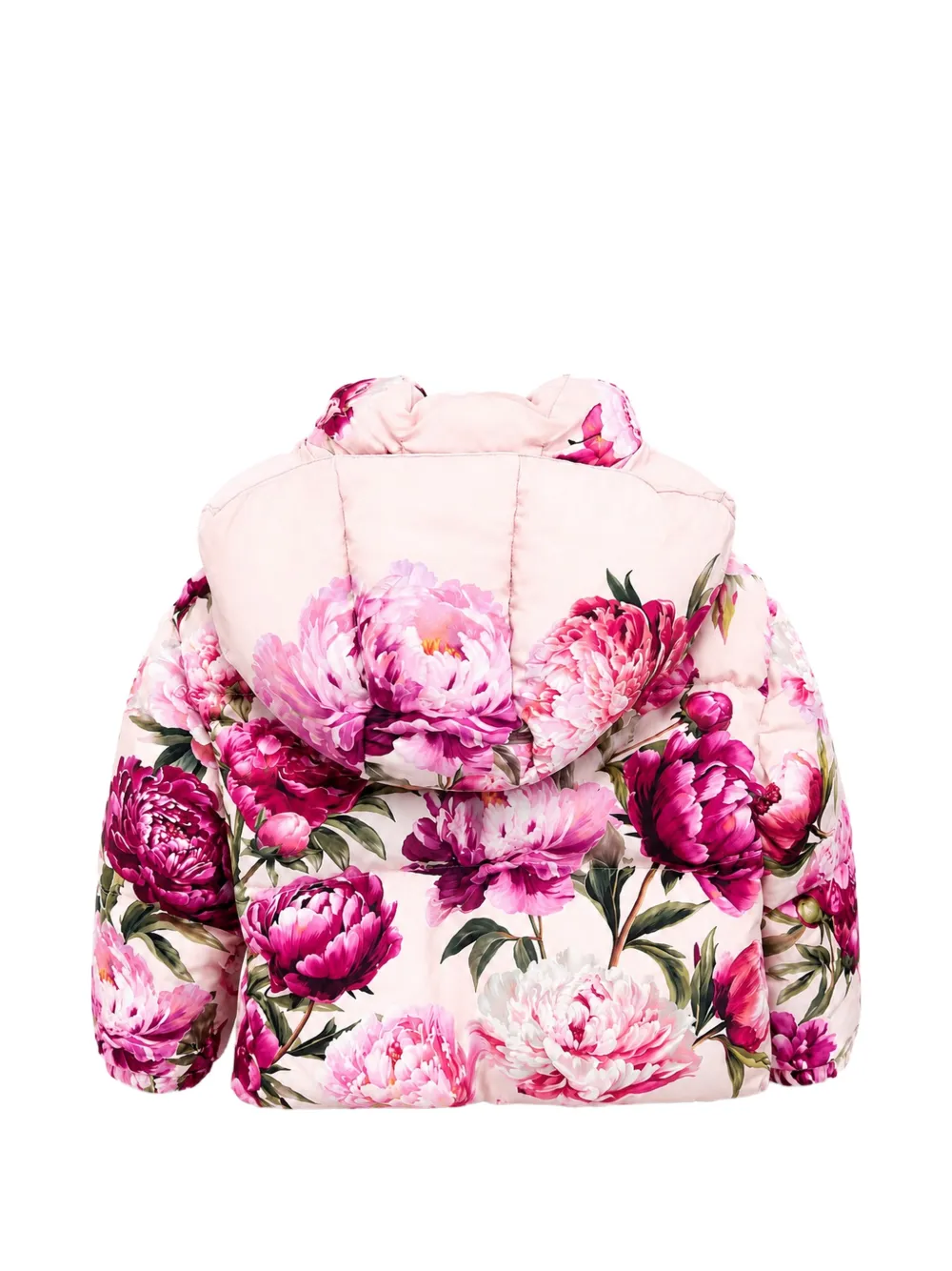 Dolce & Gabbana Kids Nylon donsjack met pioenprint Roze