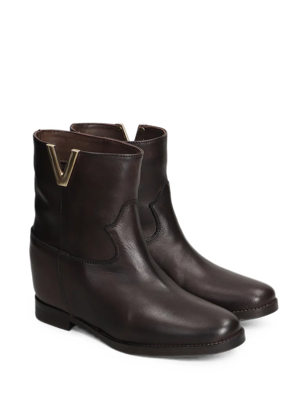 Julie Dee V-plaque leather boots Bruin
