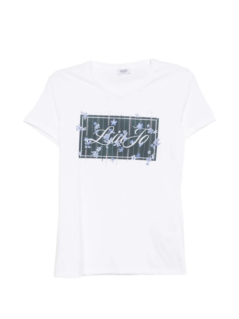 LIU JO logo-print rhinestone-embellished T-shirt - Weiß