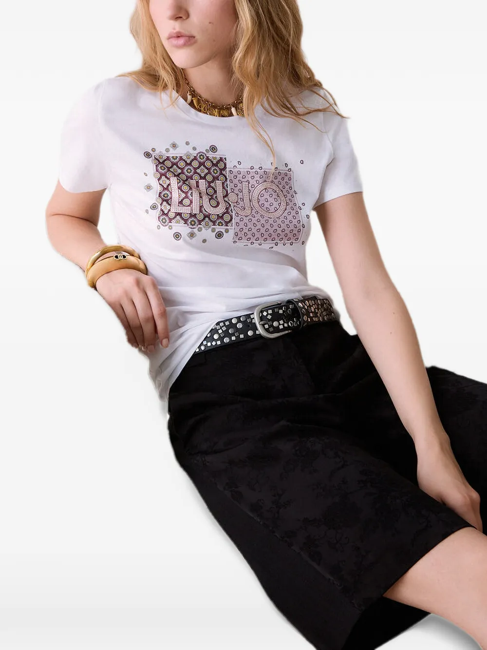 LIU JO T-shirt verfraaid met stras Wit