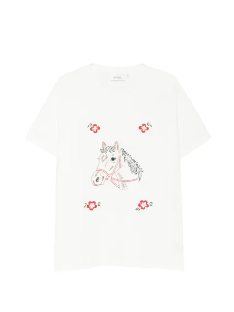 FOUND horse floral-embroidered T-shirt